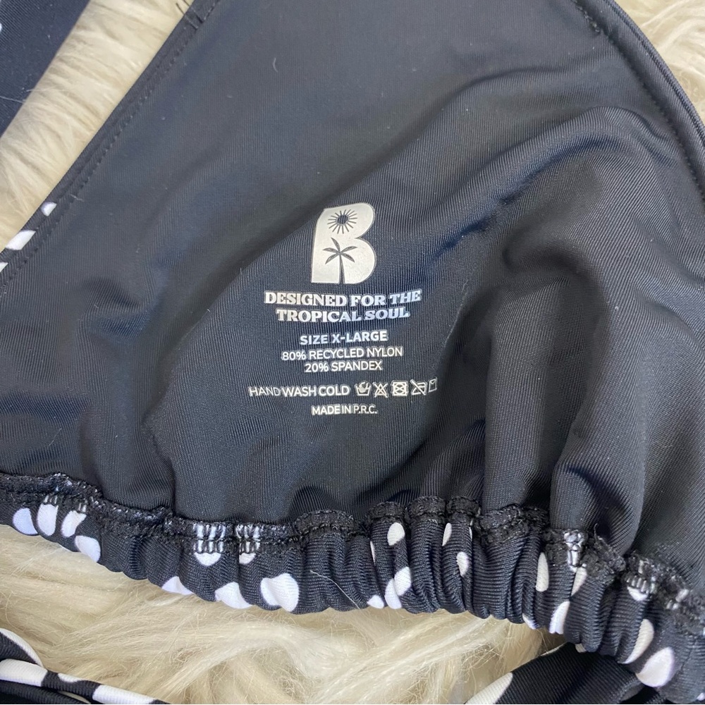 NWT Blackbough Black White Flower Twilly Bikini Swim Top in Moon Bloom Print - Picture 6 of 7